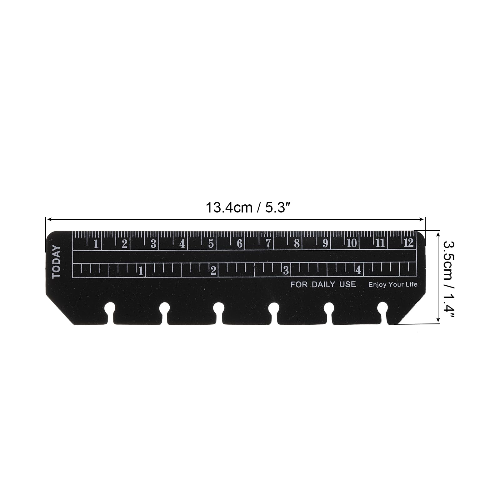 PATIKIL 5.3"x1.4" Bookmark Ruler, 10 Pack Snap-in Ruler Page Marker Book Mark Measuring Tools for A7 Size 6-Hole Binder Notebook, Black - Image 2