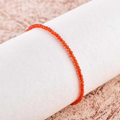 Miniatura 5 de Natural Carnelian Gemstones Bolo Bracelet, Micro-Faceted Beads, Energy Stone, Healing Crystals, Silver Plated, Adjustable Slider, Minimalist, Women