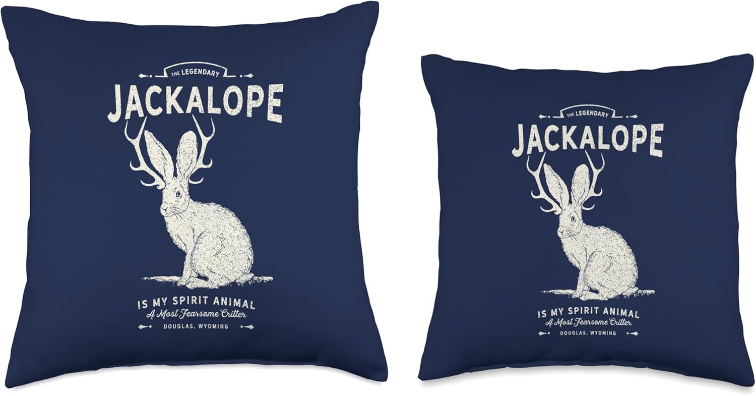Vintage Jackalope, Spirit Animal, Mythical Critter Throw Pillow
