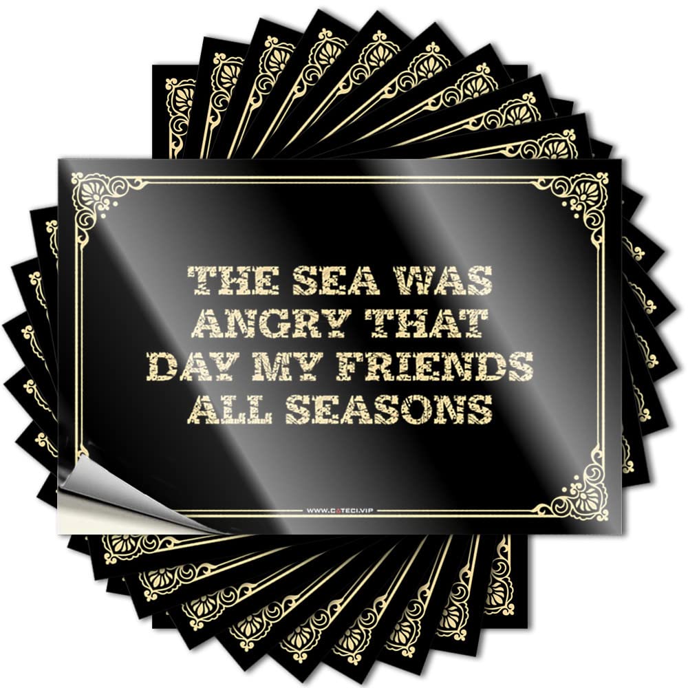 Golden Decals Aesthetic Decals, Bath Sets Cute Pattern Design for Classroom Notebook | Nice Removable Vinyl The Sea was Angry that Day My Friends All Seasons(6X9CM)