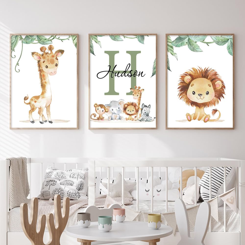 3 Laminas Personalizadas Bebe 30X40CM Cuadro Animales Infantil Poster Habitacion Niño Lienzo Infantiles Para Habitacion Laminas Animales Salvajes Cuadros Decorativos Niños sin Marco