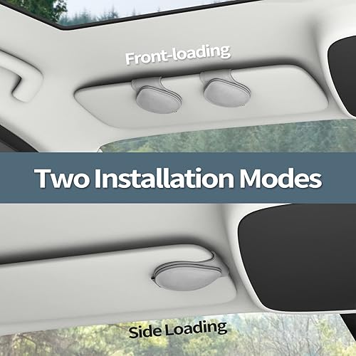 Miniatura 3 de MoKo Soporte para lentes de sol para visera solar de automóvil, paquete de 2 unidades, de piel sintética, magnético, soporte para gafas, clip de