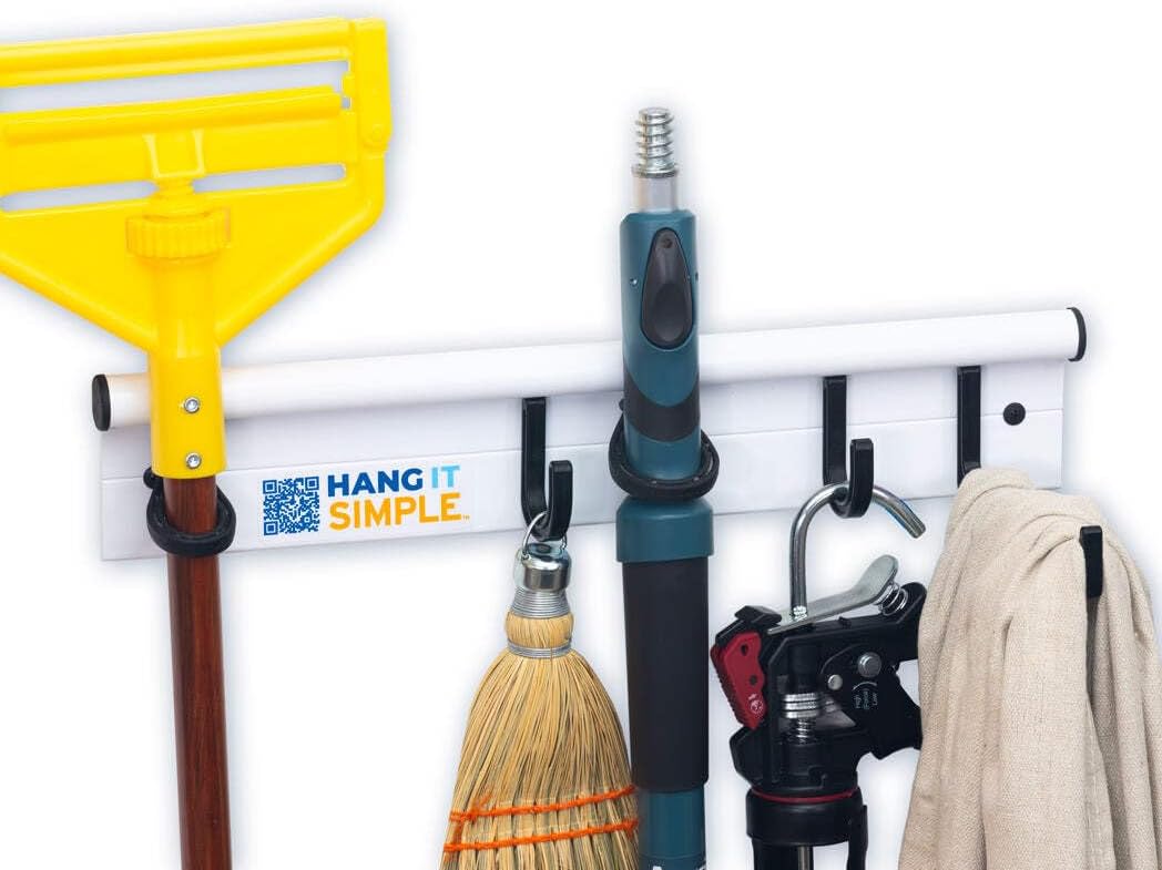 36-Inch Wall-Mounted Storage System - Black and Hang It Simple 36-Inch Wall-Mounted Storage System - Black