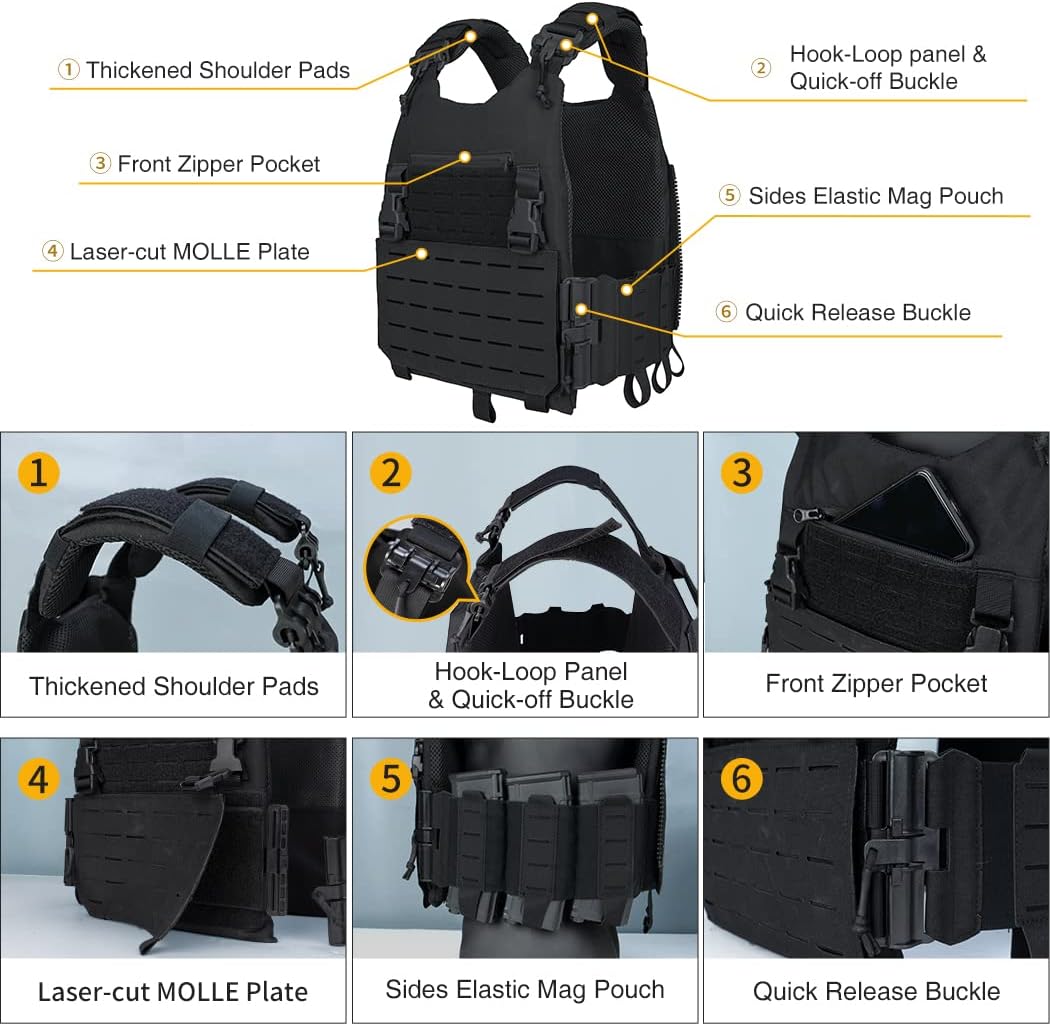 IDOGEAR Tactical Airsoft Molle Modular Camouflage Paintball CS Outdoor Adjustable Lightweight Combat Training Vest