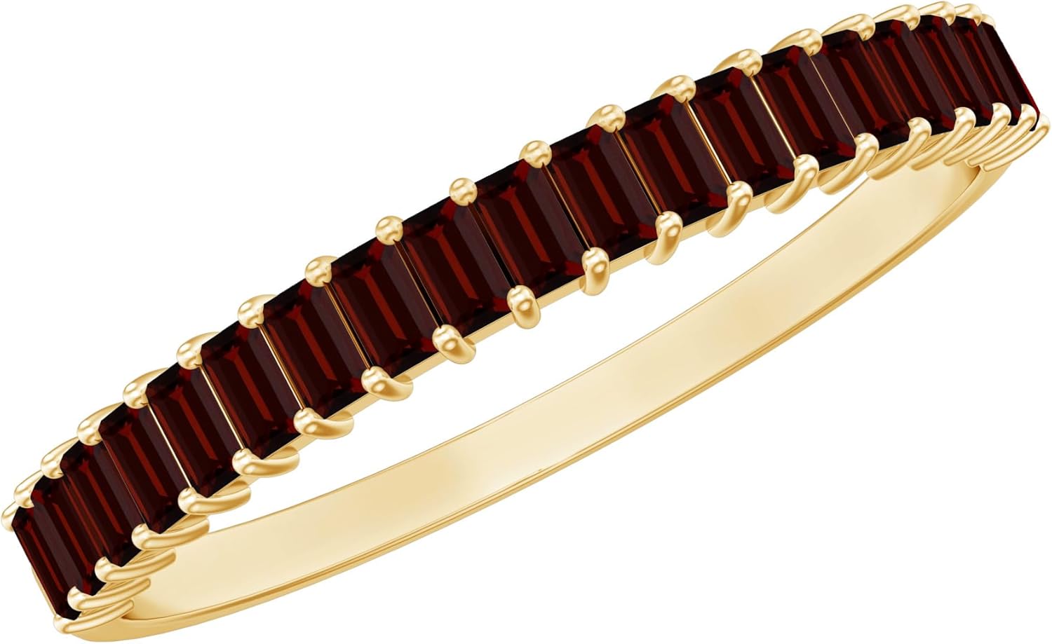 Certified 0.6 Carat Garnet Eternity Ring in Silver, Aaa Quality, Baguette Garnet Ring - Gift For Special Occasions