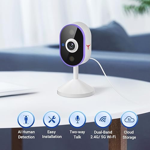 Miniatura 2 de Orbitell Cámara de seguridad para el hogar de vigilancia Wi-Fi para interiores con video FHD, visión nocturna, detección de movimiento, audio