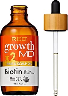 Red By Kiss Growth MD Strengthening Hair Oil with Biotin Rosemary for Hair Growth & Thinning, Cooling Scalp Treatment, Strengthens & Thickens Hair, Soothes Irritation (4 Fl Oz)