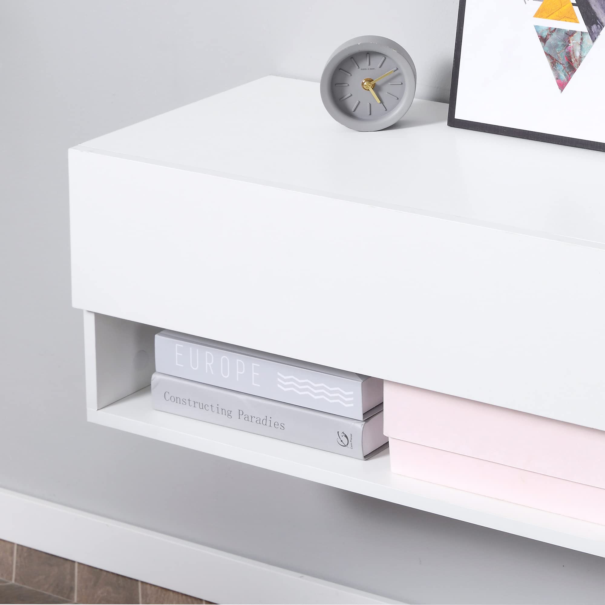HOMCOM Mueble de TV Suspendido para 60" 140x32x31 cm Blanco
