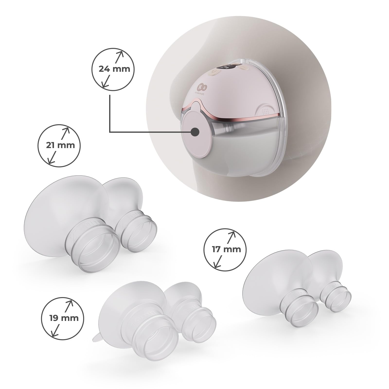 Kinderkraft MAMAFLOW DOUBLE extractor de leche eléctrico, 2 copas, 4 modos, 9 niveles, 180 min, USB-C, 320 ml, Rosa