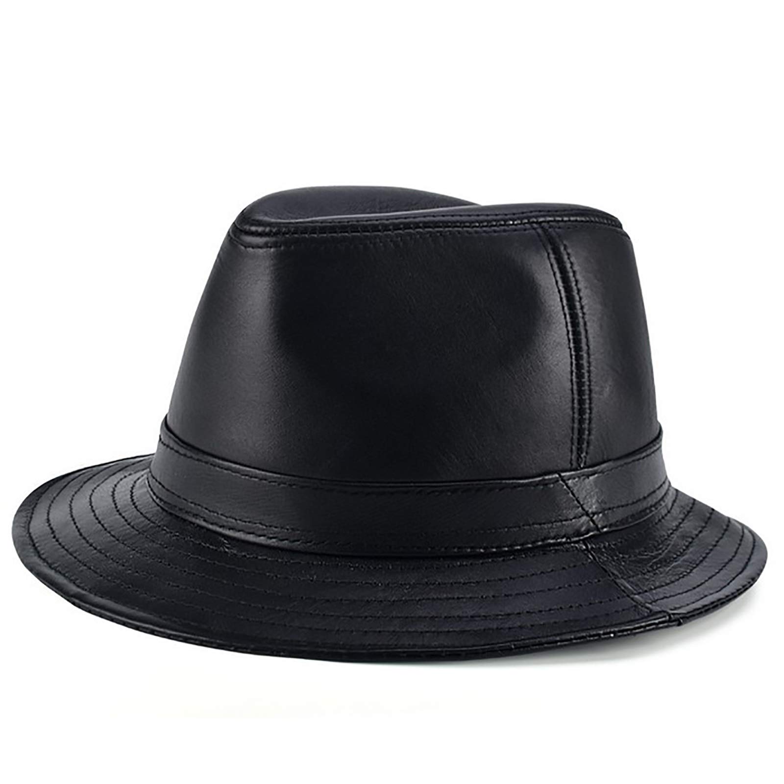 Czapka dla mężczyzn, męska skóra owcza czapka jazzowa zimowa ciepła klasyczna vintage czapka fedora Trilby wieprzowe ciasto czapki