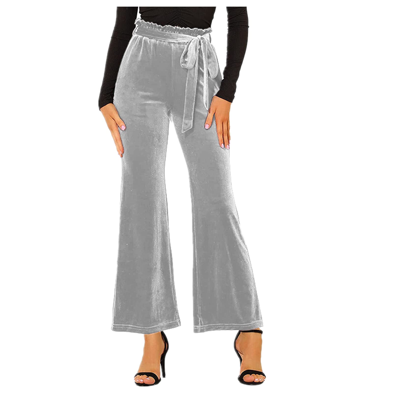 Solid Color Straight Wide Leg Pants Womens high Waist Loose and Thin Casual Fashion Trousers 2XL Gray