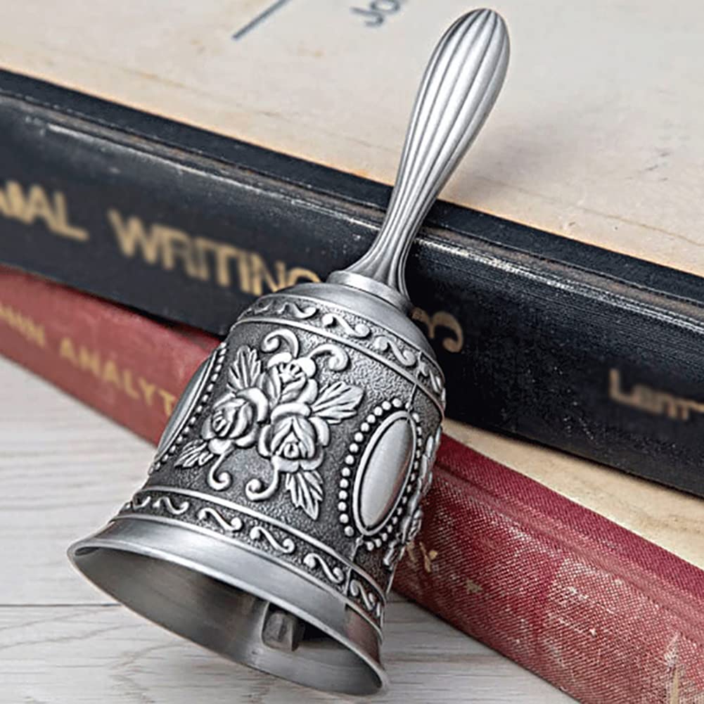 Alnicov Mosiężny Dzwonek Do Rąk - Vintage Metalowy Dzwonek Ślubny i Świątynny, Srebrny