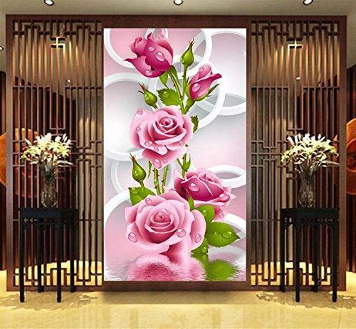 Point de croix rose fleur C0063 kit broderie canevas