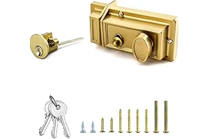 QWORK Small Deadbolt Night Latch Deadbolt Rim Lock