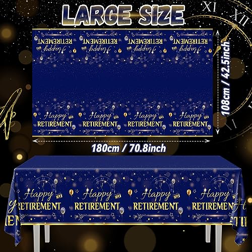 GREHUMOR Happy Retirement Tablecloth 3Pcs-Retirement Party Decorations Blue Gold Tablecloth for Women Men Plastic Rectangle Disposable Table Cover Rectangle Waterproof by GREHUMOR - Image 3
