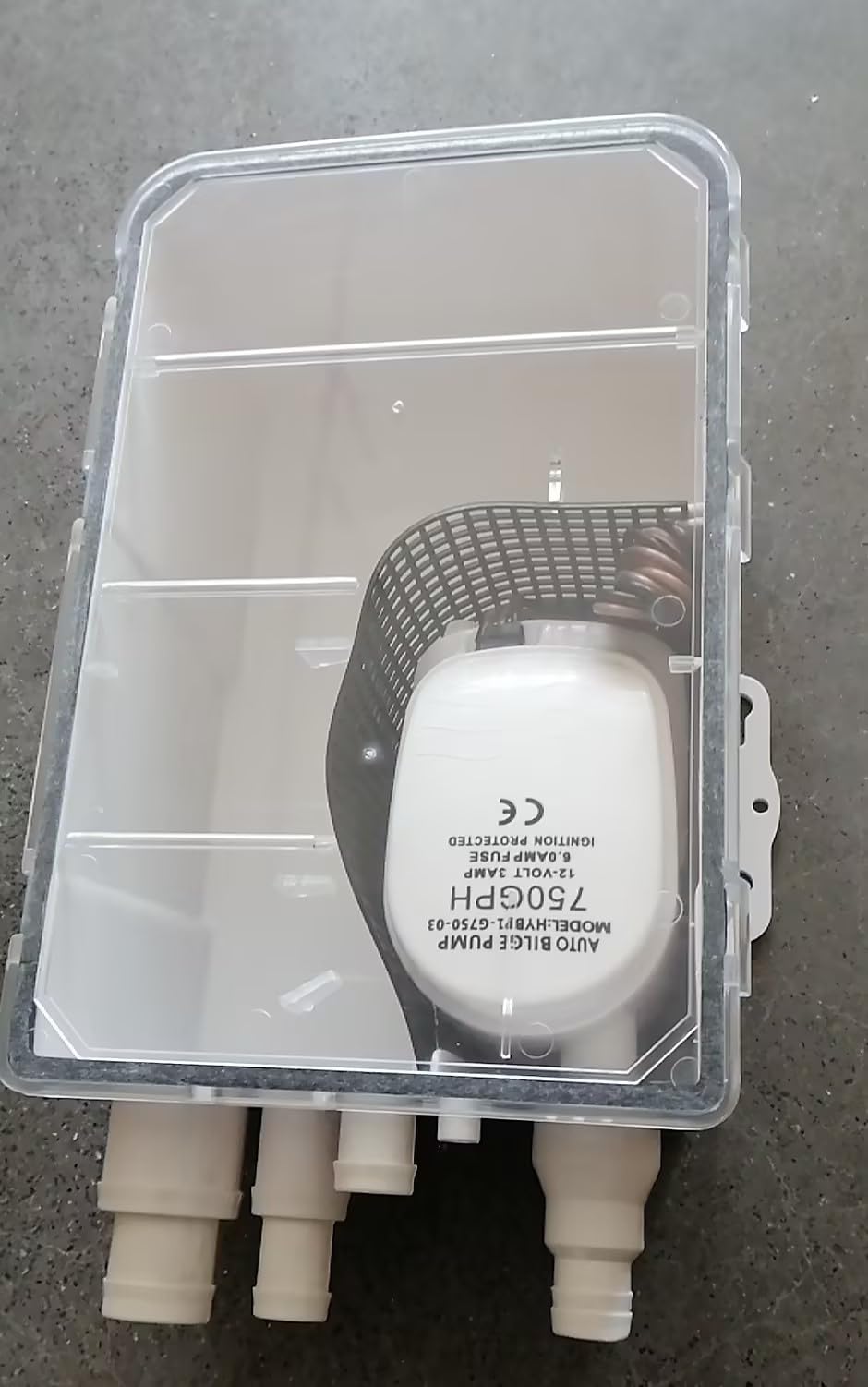 BOOMSTART Bomba de sumidero de ducha para barco y caravana, bomba de sentina marina automática de 12 V 750 GPH con interruptor de flotador integrado, tapa transparente, entrada multipuerto, válvula de