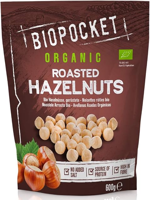 Biopocket Organic Roasted Hazelnuts 600g