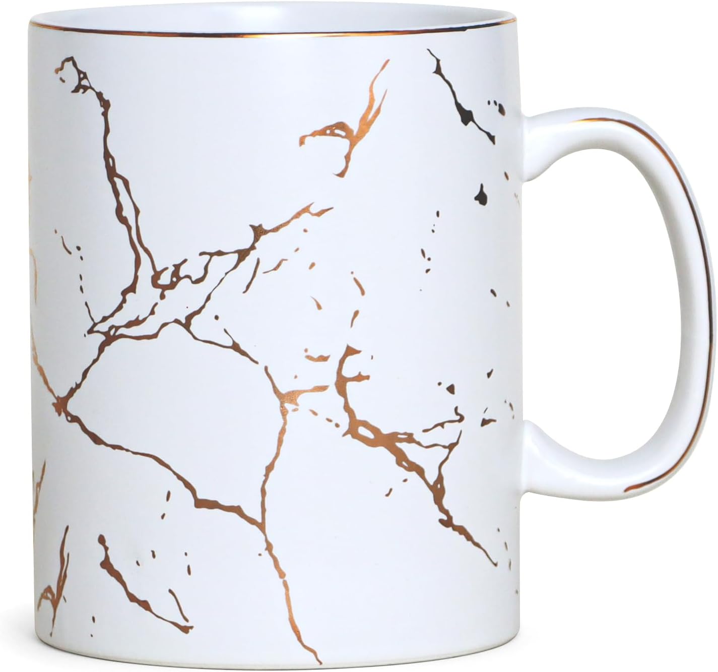 Harebe 24 OZ Extra Large Golden White Marble Ceramic Coffee Mug with Handle,Oevrsized Hot Tall Latte Mugs,Dishwasher Safe Big Capacity Mug for Men Women