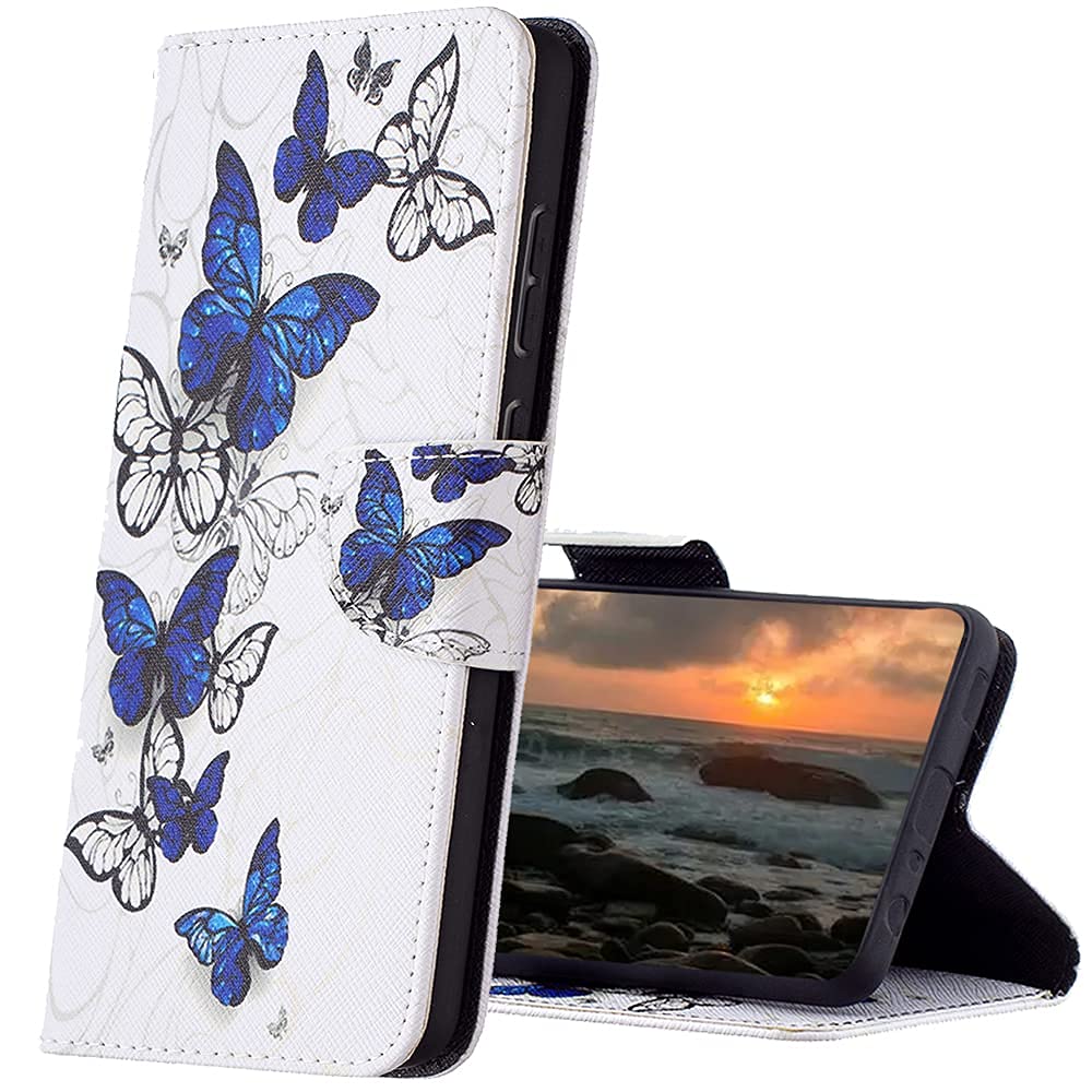 ISADENSER Flip Wallet Case for Galaxy A42 5G Case Samsung A42 5G Case [Wallet Stand] PU Leather Folio Flip Case & Magnetic Close Card Holder Slots Case for Samsung Galaxy A42 5G White Butterflies BF