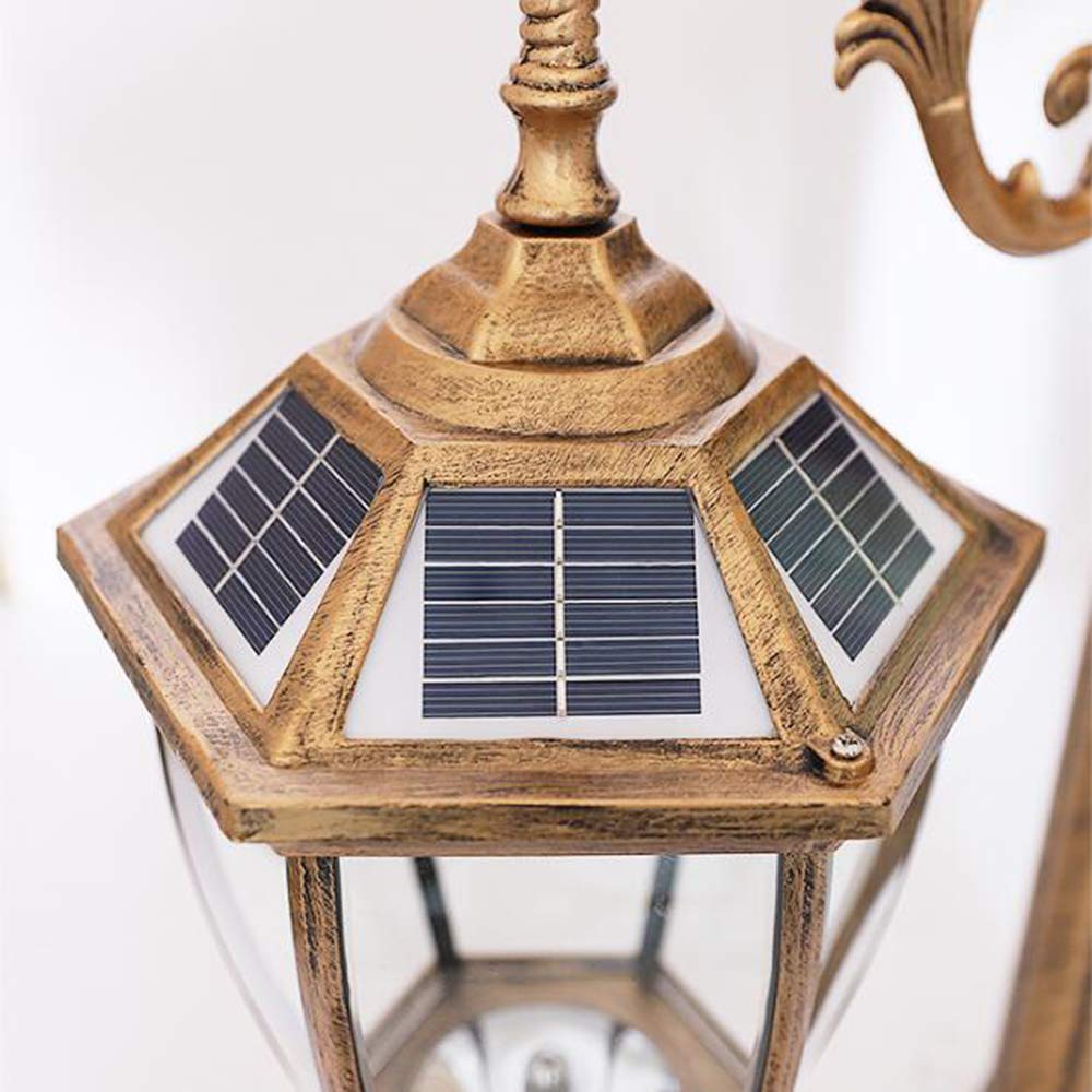 Lamp Post Lights Outdoor Retro European Solar High Pole Street Light LED Waterproof Post Light Super Bright Energy Saving Aluminum Pole Light Outdoor Lighting Landsca(Noir-220CM) (Noir 250CM)
