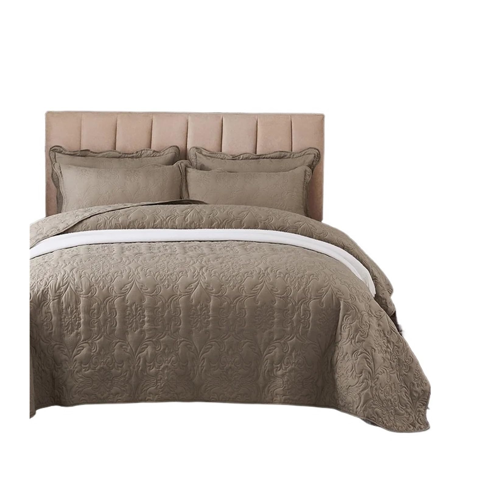 Colchas Acolchadas 3 uds/1 Juego de colcha acolchada, funda de cama de 220x240cm, colcha decorativa de lujo, colcha tamaño King en la cama Ligera Colcha Cubrecama De Microfibra(BROWN,3pc 220x240cm)