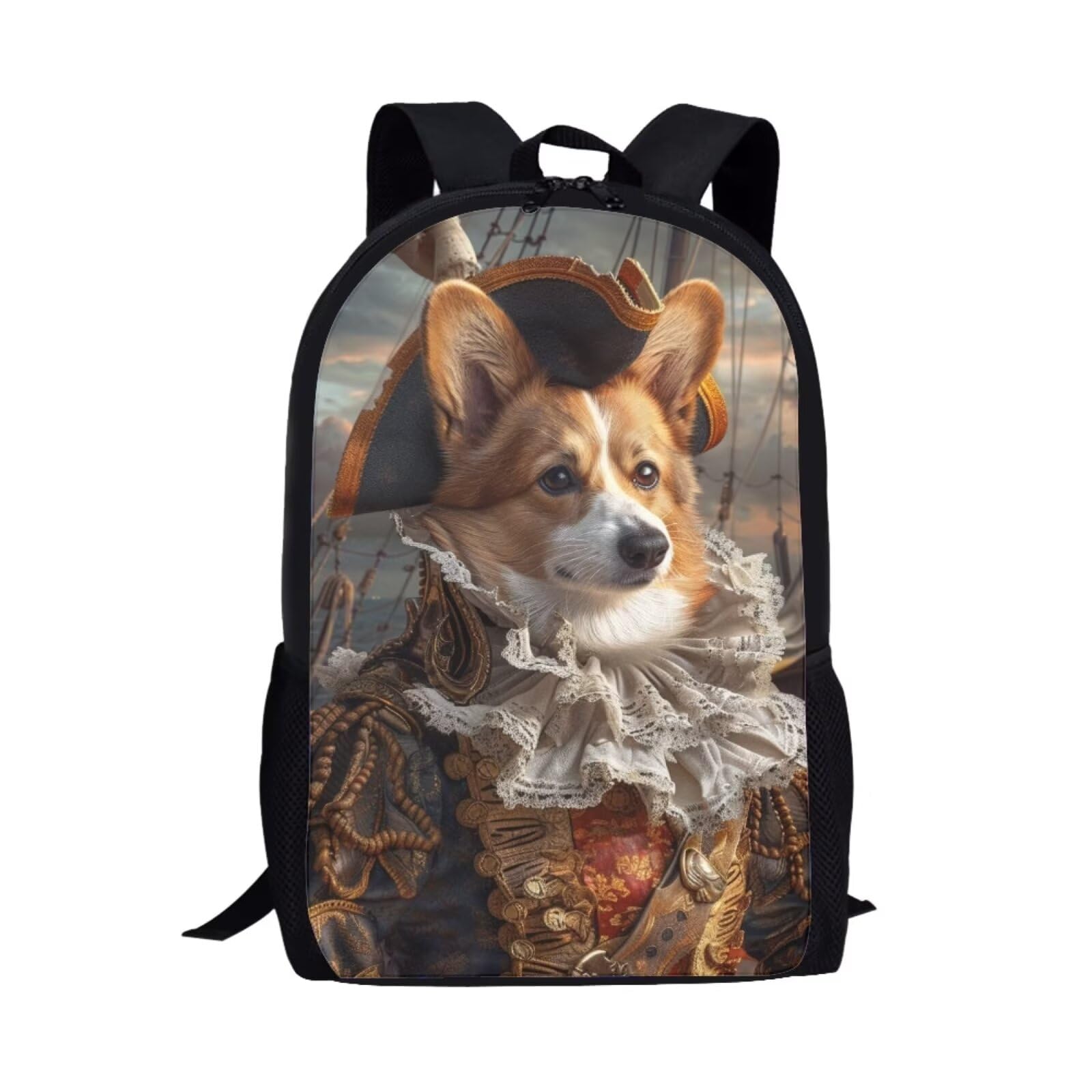 Giftbloom Corgi Kids Backpack for Boys Girls 17 Inch Stylish Backpacks for Student School Primary School Bookbag with Double Zipper Large Capacity