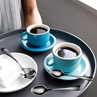 Vista 7 de Demitasse - Cucharas de café expreso, mini cucharas de café de acero inoxidable, cucharas pequeñas para postre, té, juego de 6 unidades (negro)