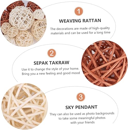 Miniatura 6 de 12 bolas decorativas de mimbre tejidas a granel grandes para decoración de tazones de ratán azul, bolas tejidas de ratán, ventana de flores, relleno