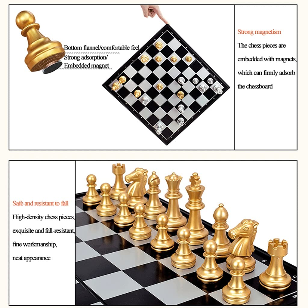 KOKOSUN Schaakspel, goud en zilver, magnetisch opvouwbaar schaakbord, comfortabele opslag, educatief speelgoed, cadeau voor kinderen en volwassenen (36 x 36 cm KOKOSUN Schaakspel, goud en zilver, magnetisch opvouwbaar schaakbord, comfortabele opslag, educatief speelgoed, cadeau voor kinderen en volwassenen (36 x 36 cm