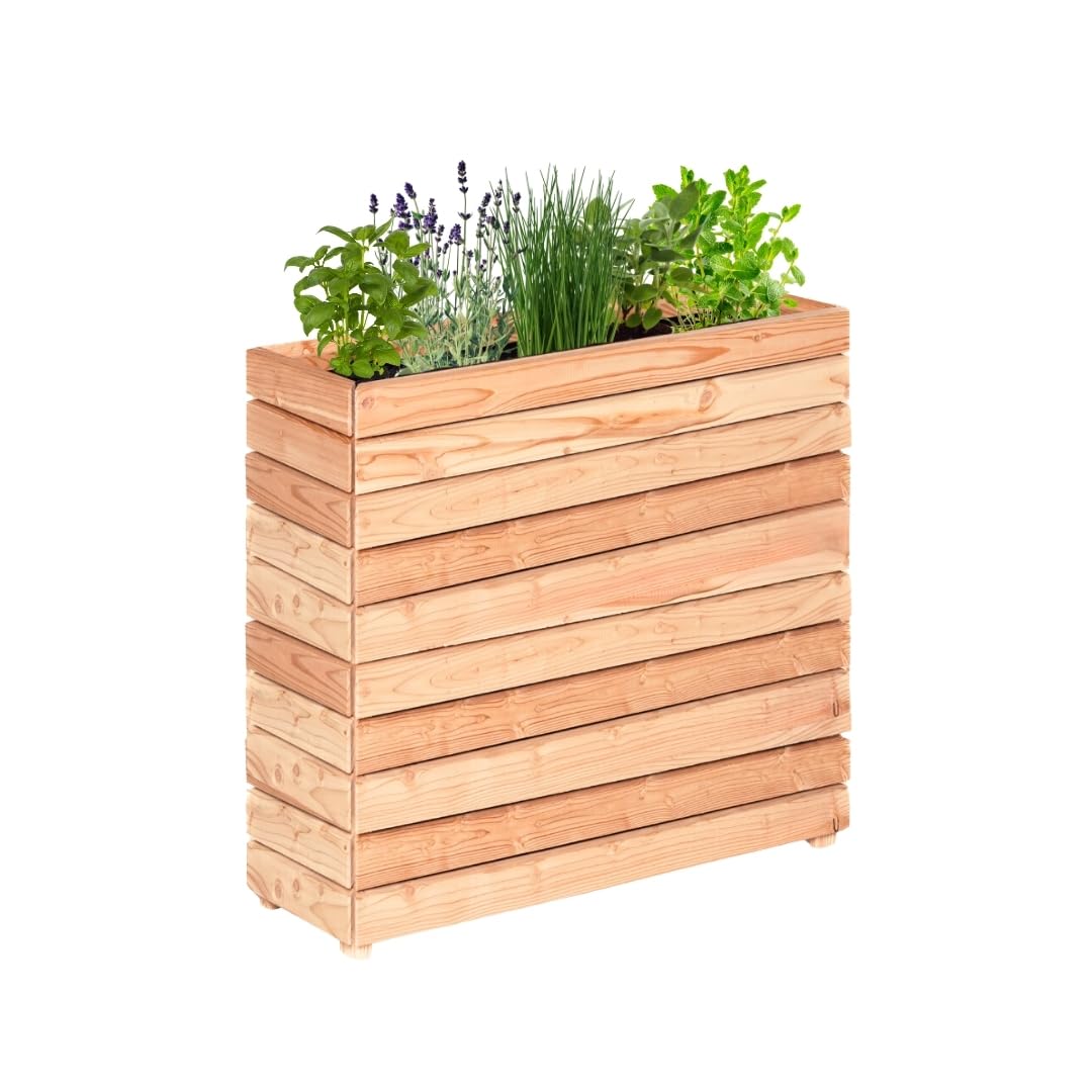Mega Holz Hochbeet MODULO 90x30x75 cm (BxTxH) - Wetterfester Pflanzkübel aus Holz für Innen- und Außenbereich - Blumenkübel aus witterungsbeständiger Lärche für Garten, Terrasse und Balkon, Modular