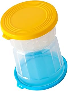 4.4X5.8in Pickle Jar Olive Hourglass Jar, Dry Wet Depart, Airtight Pickle Juice Separator Jar for Salad Mixes, Olives, Maraschino Cherries, or Jalapenos (Yellow Blue Mix)