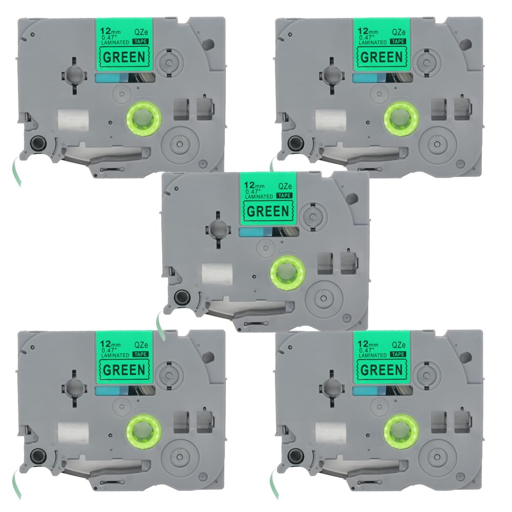 BROVACS 5 Pack Black on Green Laminated Label Tape Compatible for Brother P-Touch Label Printer TZ 731 TZe 731 12mm 1/2" OPA4731x5