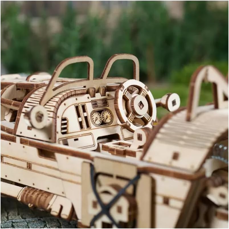 Ugears Three-Wheeler UGR-S, 3D Puzzle, 3.5-inch Height, Brown