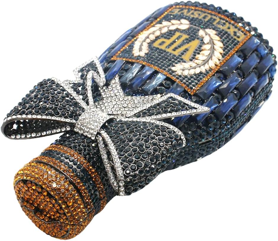 UMREN Women Champagne Bottle Rhinestone Evening Bag Sweet Bow Diamond Clutch Purse Crystal Handbag for Party Cocktail