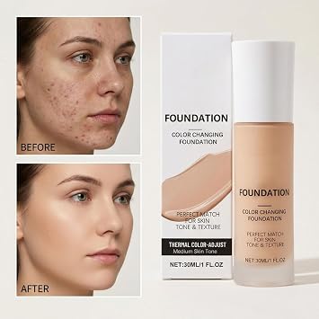Intelligent Color Correcting Foundation For Mature Skin, Colour Changing Foundation, Lightweight Texture, Medium Coverage, Long-Lasting Natural Finish, 30ml/1 fl oz (Style A)