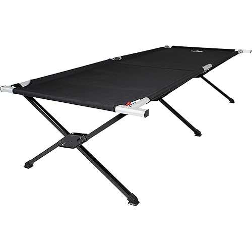 Teton Camping Cot with Patented Pivot Arm, Folding Camping Cot, Durable Heavy Duty Canvas, Comfortable Sleeping Bed for Adults, Portable