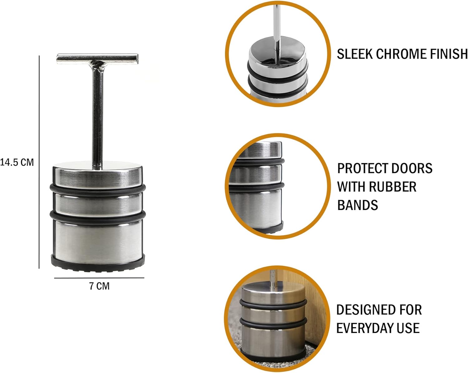 Premier Housewares Door Stopper with Handle - Chrome