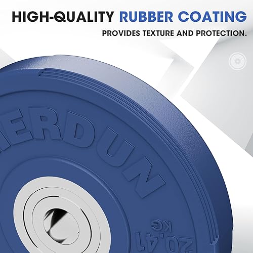 Miniatura 6 de FEIERDUN Disco de peso olímpico de 2 pulgadas para entrenamiento de fuerza, 100% goma virgen