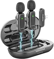 Microfone de Lapela Sem Fio 3 em 1 Qualidade Profissional, Redução de Ruído, Compatível com IPHONE Ideal para Gravação, Podcasts e Entrevistas com Som Nítido e Sem Interferências (MK07)