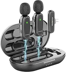 Microfone de Lapela Sem Fio 3 em 1 Qualidade Profissional, Redução de Ruído, Compatível com IPHONE Ideal para Gravação, Podcasts e Entrevistas com Som Nítido e Sem Interferências (MK07)