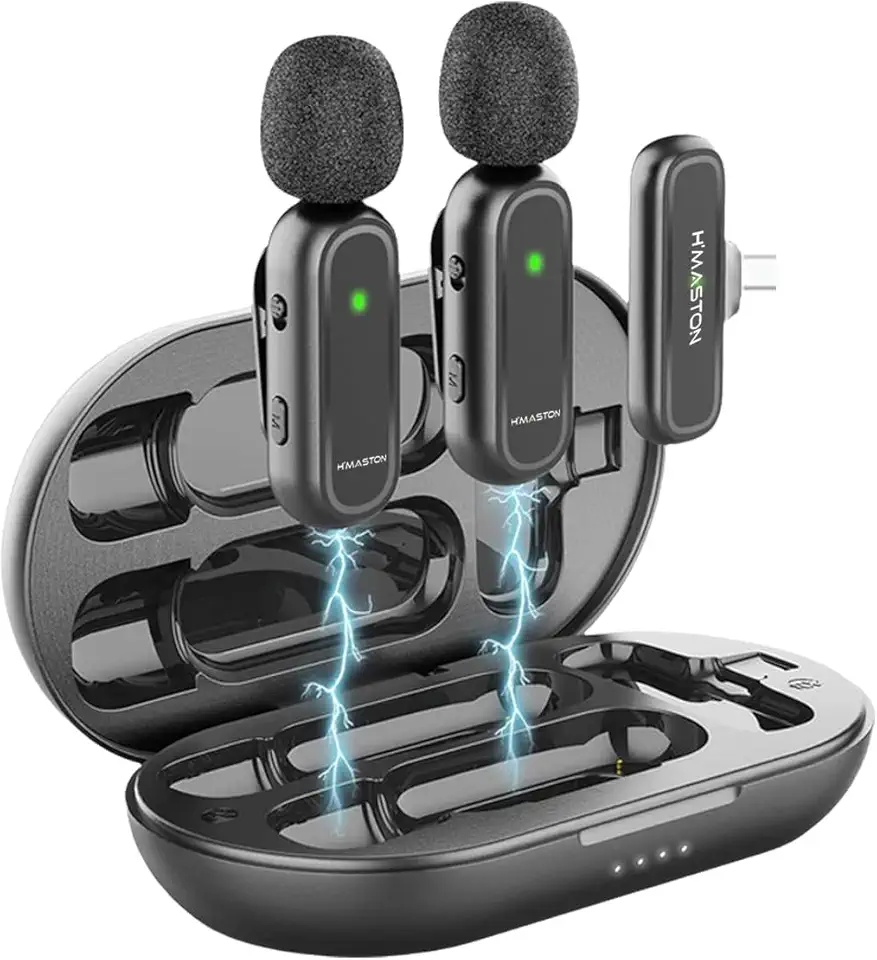 Microfone de Lapela Sem Fio 3 em 1 Qualidade Profissional, Redução de Ruído, Compatível com IPHONE Ideal para Gravação, Podcasts e Entrevistas com Som Nítido e Sem Interferências (MK07)