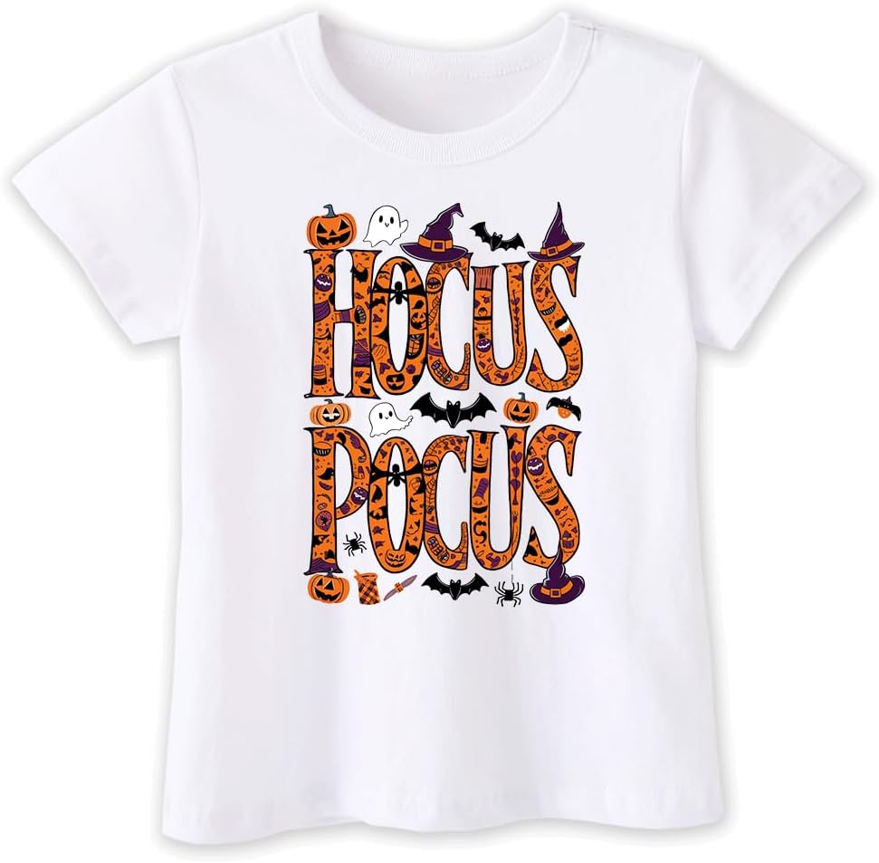 Halloween Shirt for Kids Boys & Girls Holiday T-Shirt for Toddler Pumpkin Ghost Skeleton Dinasour,2T-8T