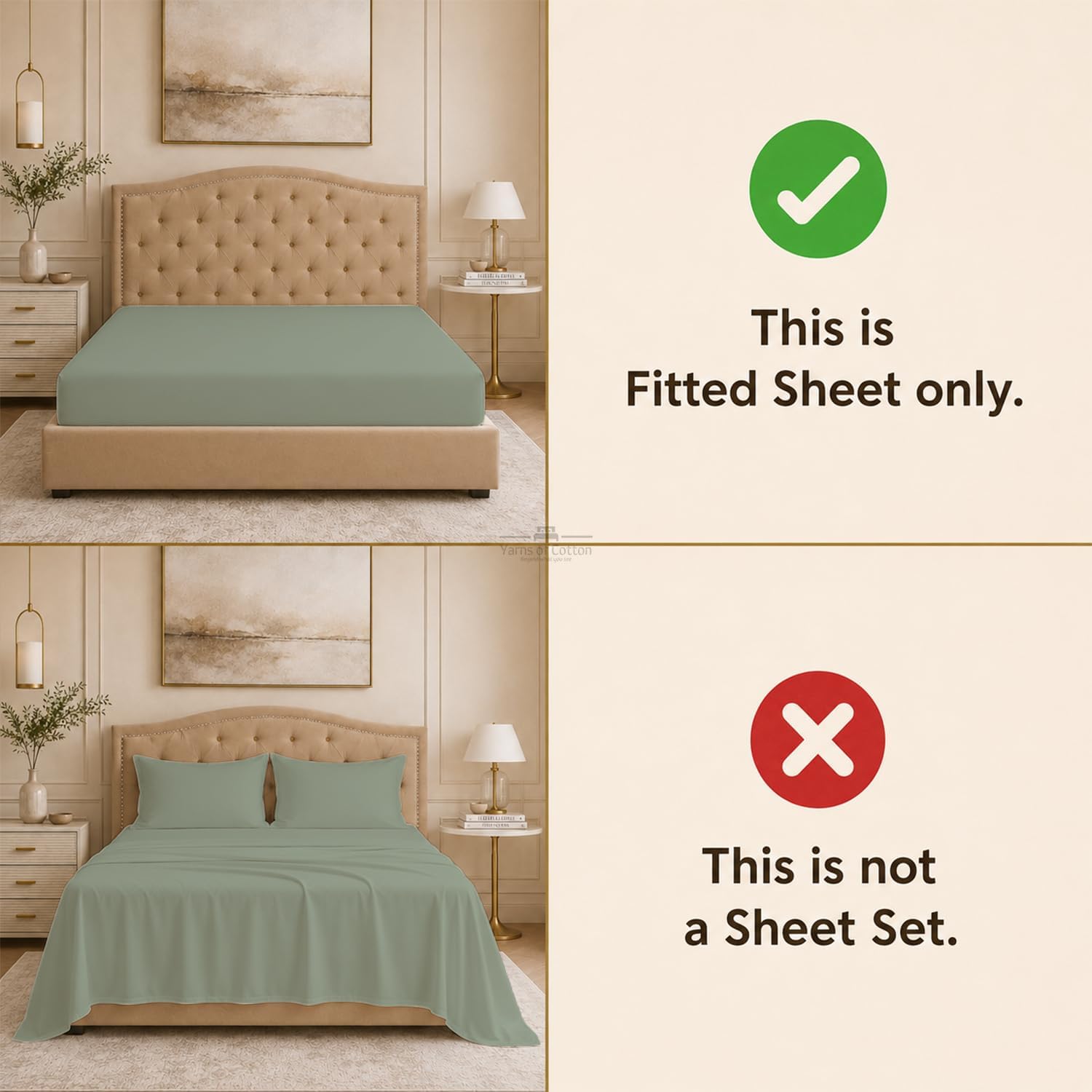 1 PC Fitted Sheet Only Family King 120" W × 80" L Size, 100% Egyptian Cotton - 600 Thread-Count Fits Upto 18" Deep Pocket Soft & Smooth, Wrinkle-Free, Luxury Oversized Bedding, Seafoam