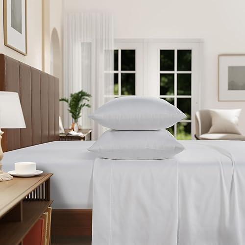 Miniatura 9 de IZOD - Juego de sábanas de algodón satinado sedoso, tacto suave y mantecoso, algodón de fibra larga, sábanas de bolsillo profundo (300 TC, KingBlue