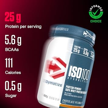Dymatize ISO 100 Hydrolyzed Chocolate Peanut 932g - Whey Protein Hydrolysat + Isolat Powder