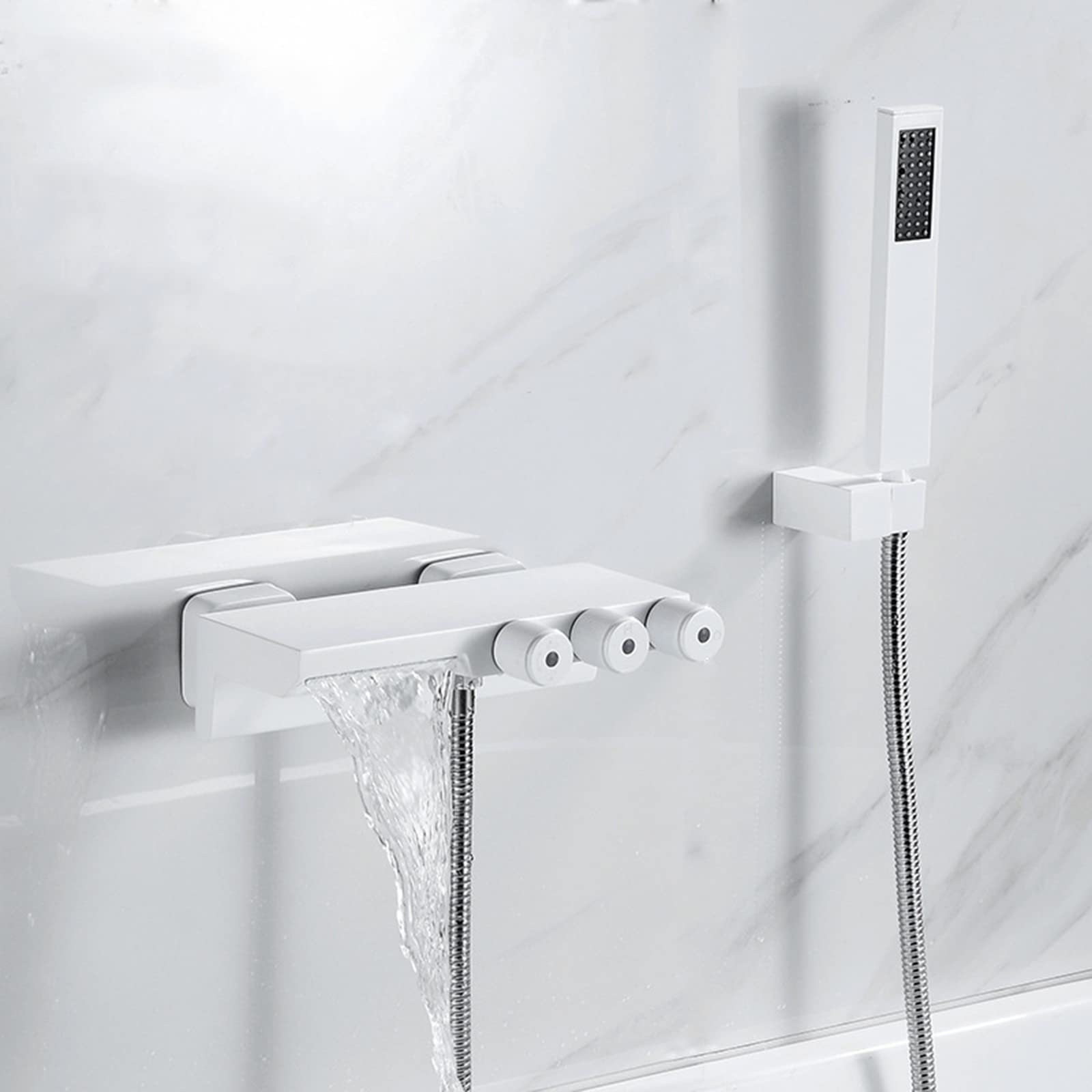 YNAADYH Badewannenarmatur Mit Handbrause – Wasserfall-Auslauf, Einhebel, Chrom, Keramisches Ventil