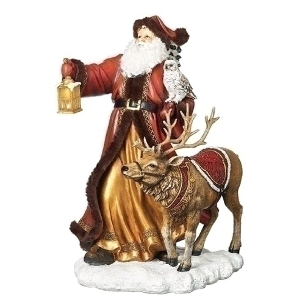 Figurine Père Noël avec renne 47 cm grande statue décoration table Noël