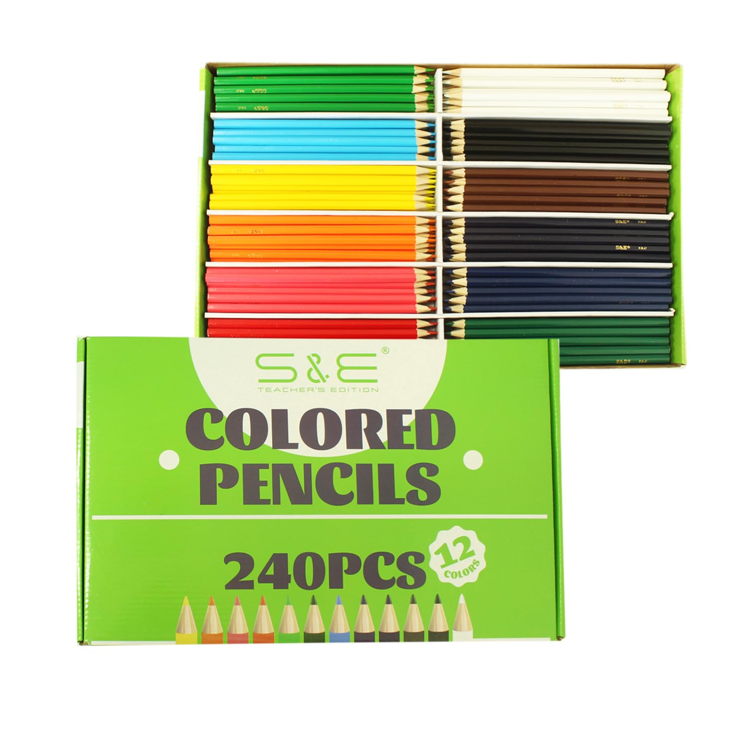S & E TEACHER'S EDITION 240Pcs Colored Pencils, Coloring Pencils Set Drawing Pencils for Sketch, Woodcase Lead Arts, for Coloring Books Christmas