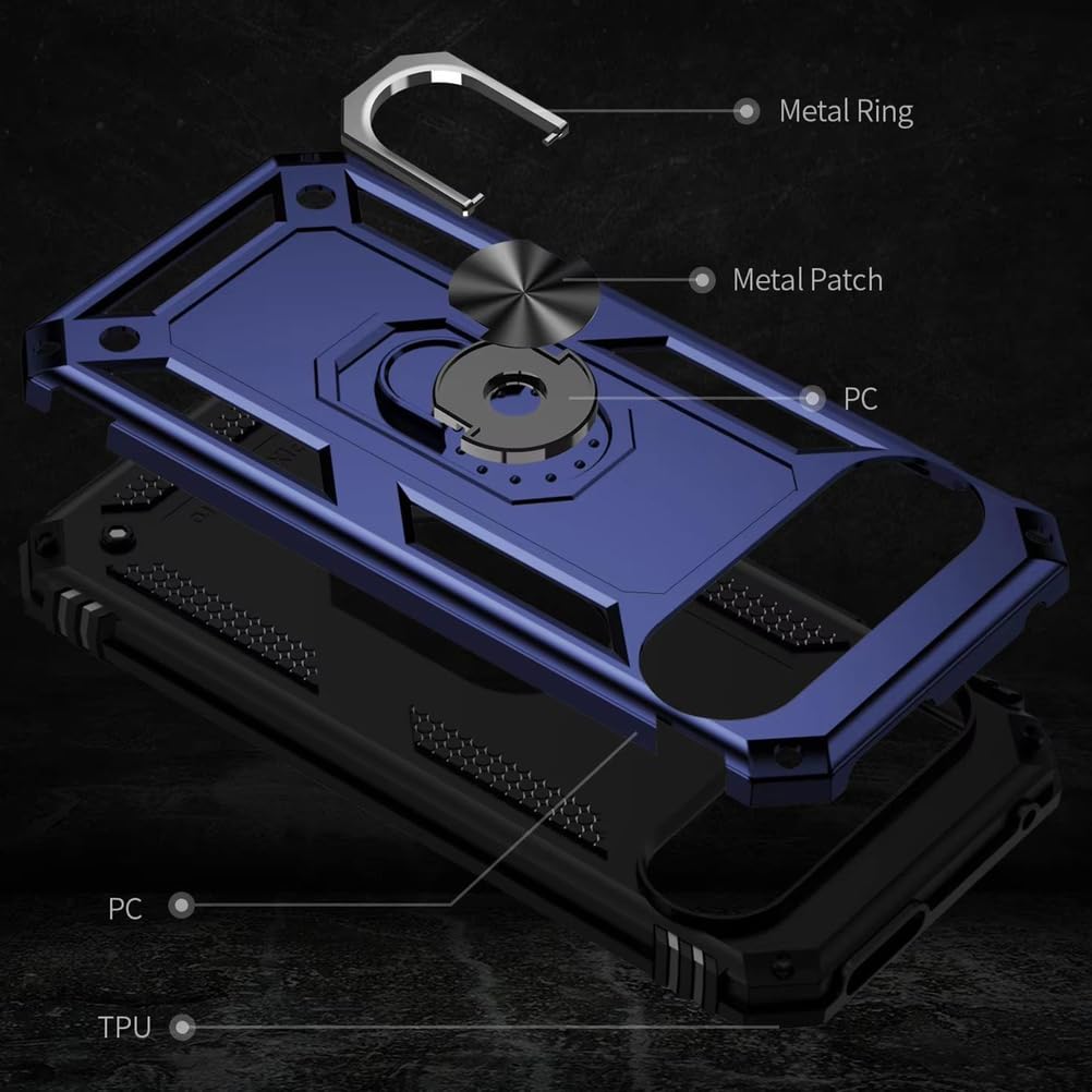 Stoßfest Hülle für Google Pixel 10 Pro/10 Pro XL/10, Dünne Gefrostet rutschfest Schutzhülle mit Drehbarer Metall Ring Ständer Handyhülle,Schwarz,10