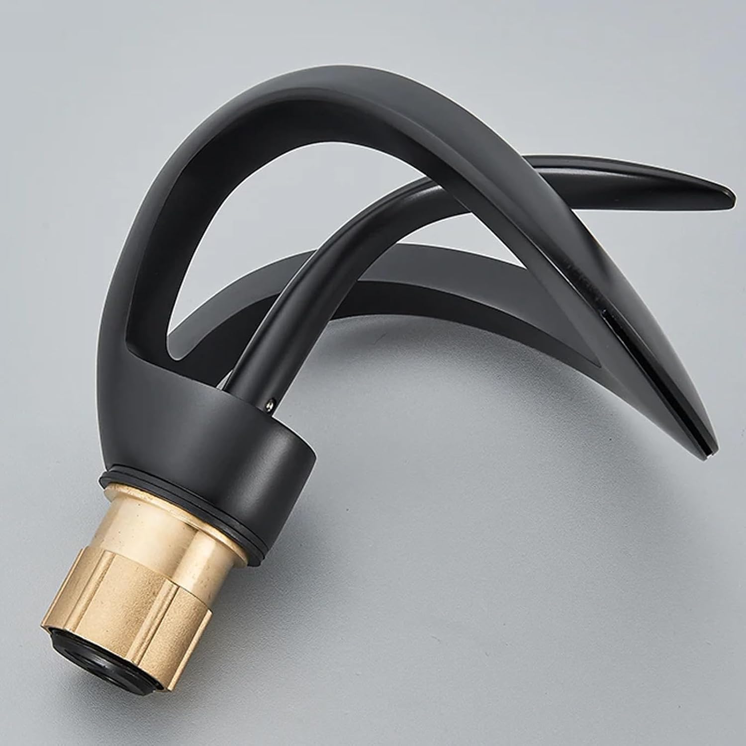 Waterfall Bathroom Modern Single Hole 1-Handle, Solid Brass Bathroom Sink, Deck Mount Curved Lavatory Mixer Tap Basin for Bathroom Sink